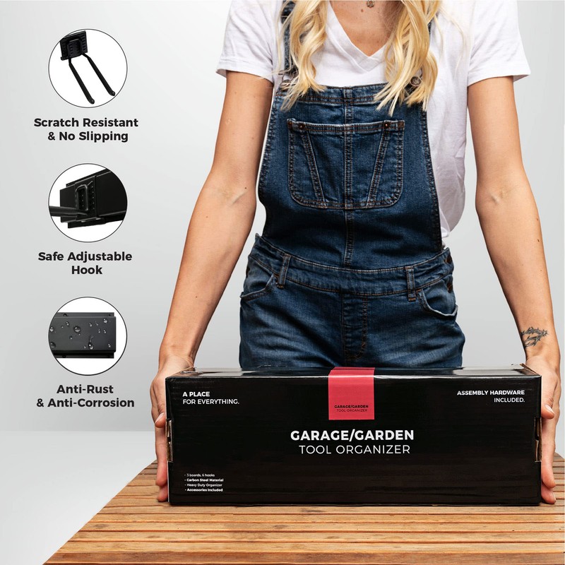 TIDYME Garage Tool Organizer Wall Mount - Sturdy Storage Rack