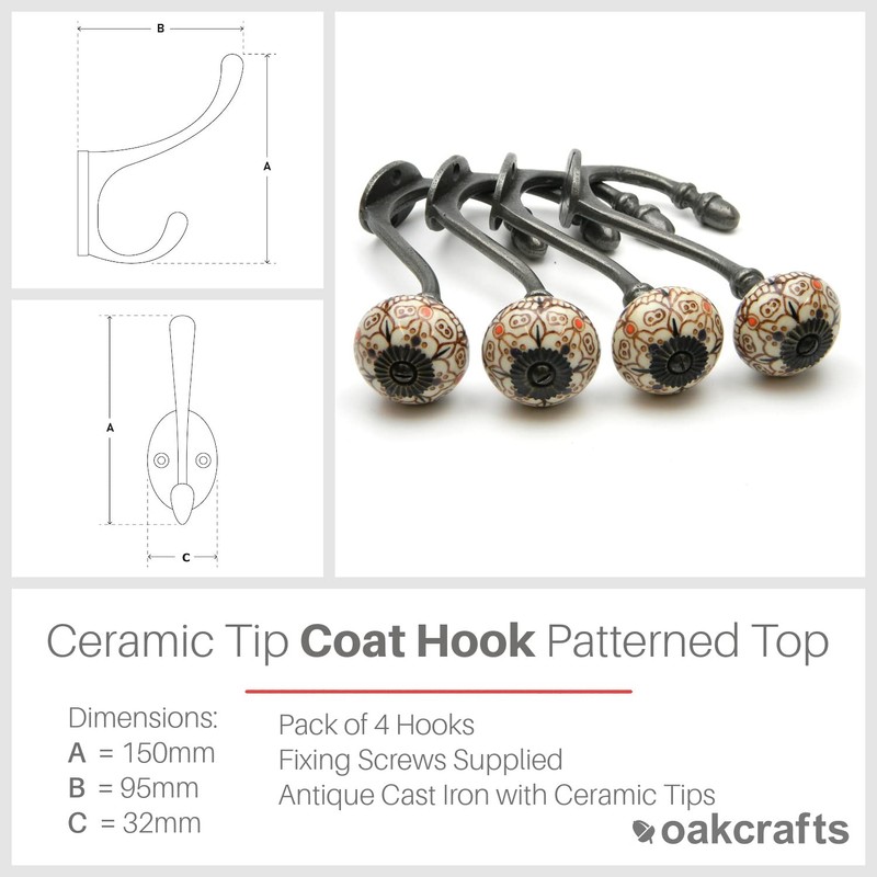 Oakcrafts - Hand Finished Shabby Chic Cast Iron Coat Hooks