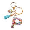 Colorful Initial Letter Keychains with Heart Charm and Tassel