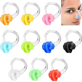 DILUSILK 10 Pcs Nose Clips Swimming, Waterproof Training Swim Nose Protector Plug, Nose Plug Reusable Waterproof Nose Protector for Swimmers, Beginners