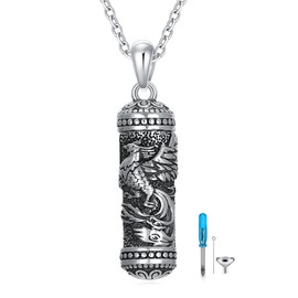 Cargari Urn Phoenix Necklace for Ashes, 925 Sterling Silver, Memorial Jewelry, Unisex