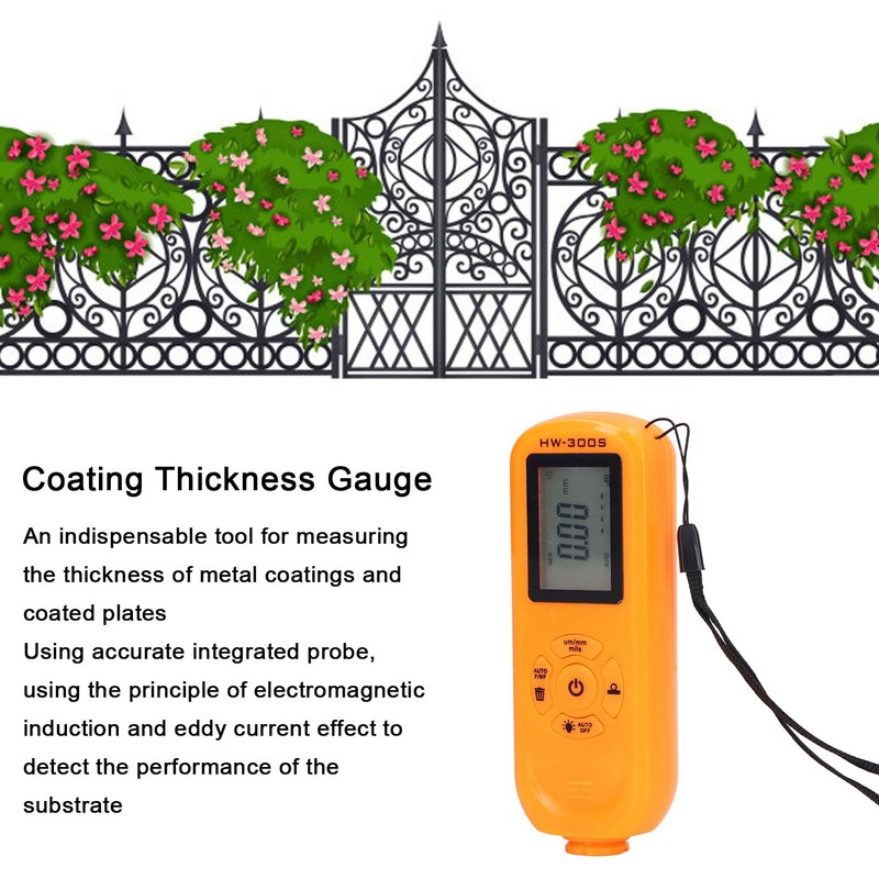 HW‑300S Coating Thickness Gauge Digital Backlight LCD Film Thickness Meter