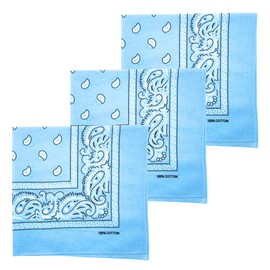 MDSTYLE - Bandana 100% algodón para hombres y mujeres, 22 x 22 pulgadas, patrón paisano, Azul Claro 3pcs, 22" X 22"