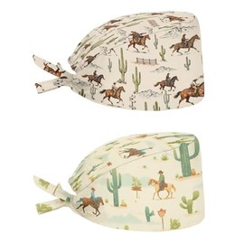 Paquete Gorros Limpieza Banda Sudor Ajustable Lazo Espalda Turbante Mujeres Hombres Cactus Cowboy Horse One Size