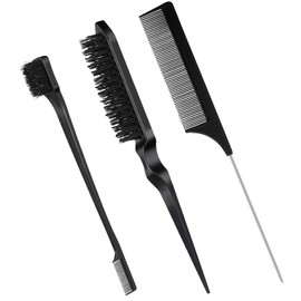 Cerolopy 3 Pcs Hair Styling Comb Teasing Comb Set, Professional Hair Styling Comb Kit Rat Tail Comb Brush Triple Teasing Comb for Men Women Teasing, Slicking, Brushing, Combing, Styling Hair