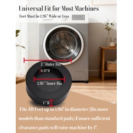 RUDUOMA Anti Vibration Pads for Washing Machine,Universal Washer Dryer Support Foot Pads,4 Pcs,Stops Moving Walking,Noise Cancellation,Rubber Anti Slip Muffling Mat,Washer Feet Stabilizer