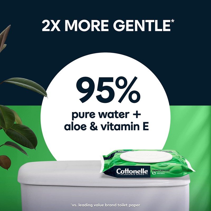 Cottonelle GentlePlus Flushable Wet Wipes with Aloe & Vitamin E,