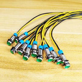 Gebildet 10pcs 6mm 1/4" 230V AC LED Metal Indicator Light Waterproof Signal Lamp (Green)