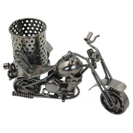 Boerni Creative Retro Motorcycle Model Pen Container Holder,Three-Wheel Metal Moto Pencil Cup Pot Storage Organizer Iron Art Sculpture Modern Handcraf for Home Office Decor Ornaments Stationery Gift