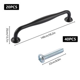 FWEEK Pack of 20 Handles Cabinet Door Handles, 128 mm Black Furniture Handles, Kitchen Handles, Cabinet Handles, Aluminium Alloy Handles, Drawer Handles, Furniture Door Handles, Bow Pulls for Kitchen