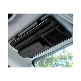 Yourkar Car Sun Visor Organizer, Soft Leather Surface Eyeglasses Note Card Holder Car Storage Bag, Scratch-Resistant Waterproof Auto Sunshade Organizer Bag, Car Accessories (Black)