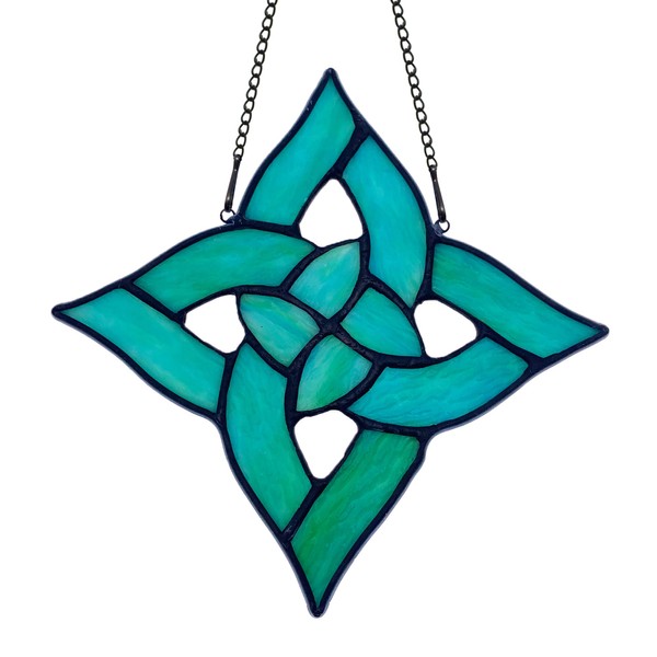 HAOSUM Celtic Trinity Knot Stained Glass Window Hanging Suncatcher Ornament,Irish Decoration Handmade Birthday Gifts for Women Parents Aunt Sister,St Patrick's Day Gifts for Mom Grandma