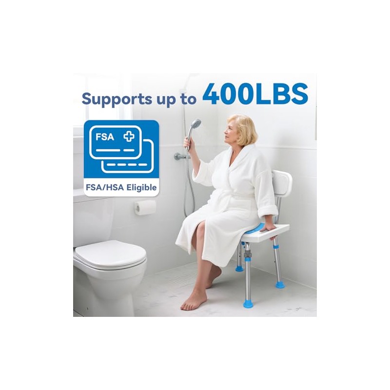 Loyoda Shower Chair for Inside Shower with Removable Back, Adjustable