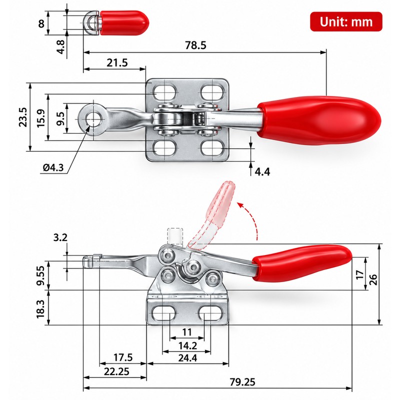 GH-201A Horizontal Toggle Clamps for Woodworking – U-Shaped Bar Quick-Release