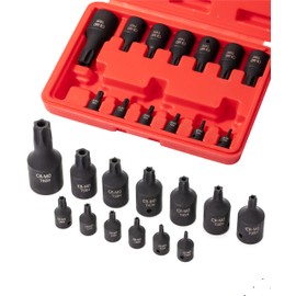 Bates- Torx Bit Socket Set, 13 pcs, T10-T60, 1/4" 3/8" & 1/2" Drive, Tamper Proof Torx Bit Set, Star Bit Socket Set, Star Socket Set