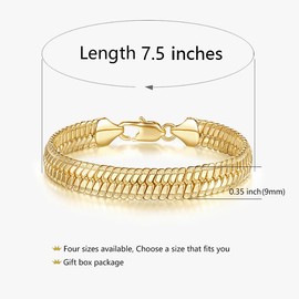 TINI ARANDA 14K Gold Bracelets for Women Non Tarnish Men Bracelet Snake Chain Bracelet Sleek Gold Bracelets for Men Gold Jewelry Gifts 7/7.5/8/8.5 inches (7.5 in)