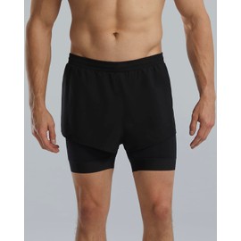 TYR Men's Trunks with Compression Liner Swim Lap Shorts