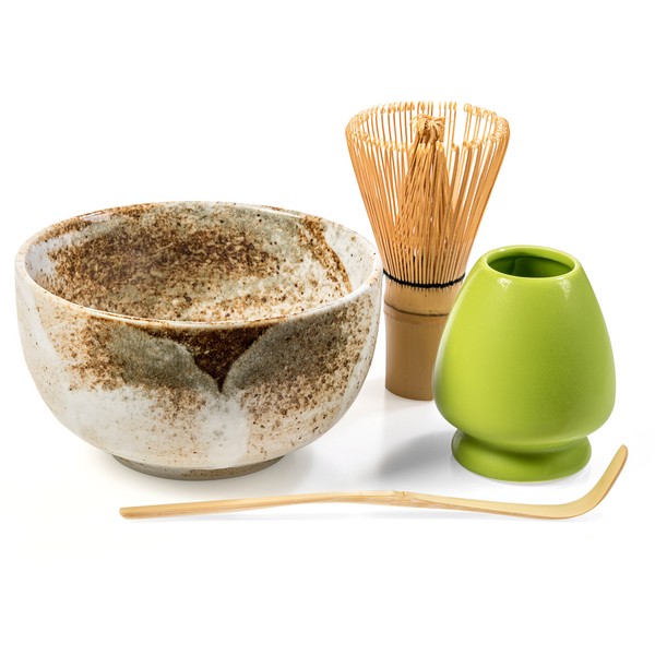 Tealyra - Matcha - Start Up Kit - Matcha Green Tea Gift Set - Japanese Made Bowl - Bamboo Whisk and Scoop - Gift Box (Green)
