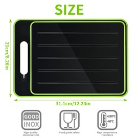4 in 1 Defrosting Board, Multi-Functional Kitchen Thawing Cutting Board, Double-Sided Defrosting Tray with Grinding Area, Food-Grade Aluminum Material and Non-Slip Stability(31.1X21CM)