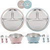 PandaEar 8PCS Baby Feeding Set | Stainless Steel Suction Plates