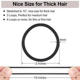 Vrose Flosi 36 Black Hair Ties For Thick Curly Hair - Large Rubber Bands For Hair Nylon Hair Elastic No Damage Ponytail Holders - Soft Hair Supplies For Women Men Girls 4mm…