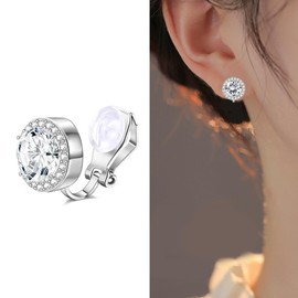 RUIFUU 12 Pairs Dance Clip On Earrings Rhinestone Earrings Crystal Stick On Earring Sport Earrings Clip on Studs for Women Brides Bridesmaids Non Pierced Earrings