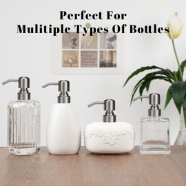 UHEY HOME 304 Stainless Steel Soap Dispenser Pump Replacement for Standard 28/400 Thread Size for Liquid Soap Lotion or Dish Soap Refill Dispenser Kitchen Bathroom 2 Pack(Brushed Nickel)