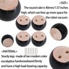 SHANOER 4pcs 40mm Height Black Eucalyptus Wood Round Bun Furniture