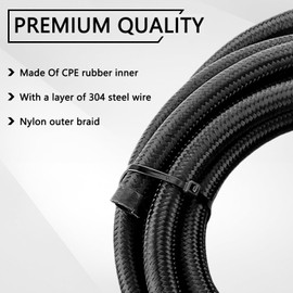 6AN Automatic Transmission Cooler Kit Compatible with 4L60E 4L65E - Nylon Braided Fuel Line Hose Kit with Separator Clamp - 15FT Black