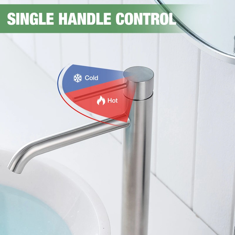 Modern Luxury Brushed Nickel 304 Stainless Steel Single-Hole Mounted Water