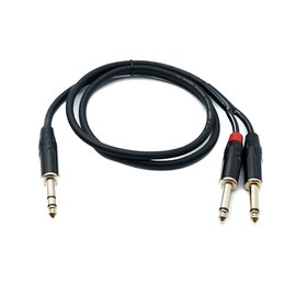 System-S Audio Y Jack Cable 100 cm 1x 6.35 mm 2-Pin Male to 2x Male AUX Adapter
