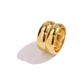Chunky Gold Rings 18K Gold Plated Stainless Steel Chunky Dome Ring Puffy Dome Stackable Rings Chunky Signet Ring for Women Everyday Jewelry (Golden No. 8)