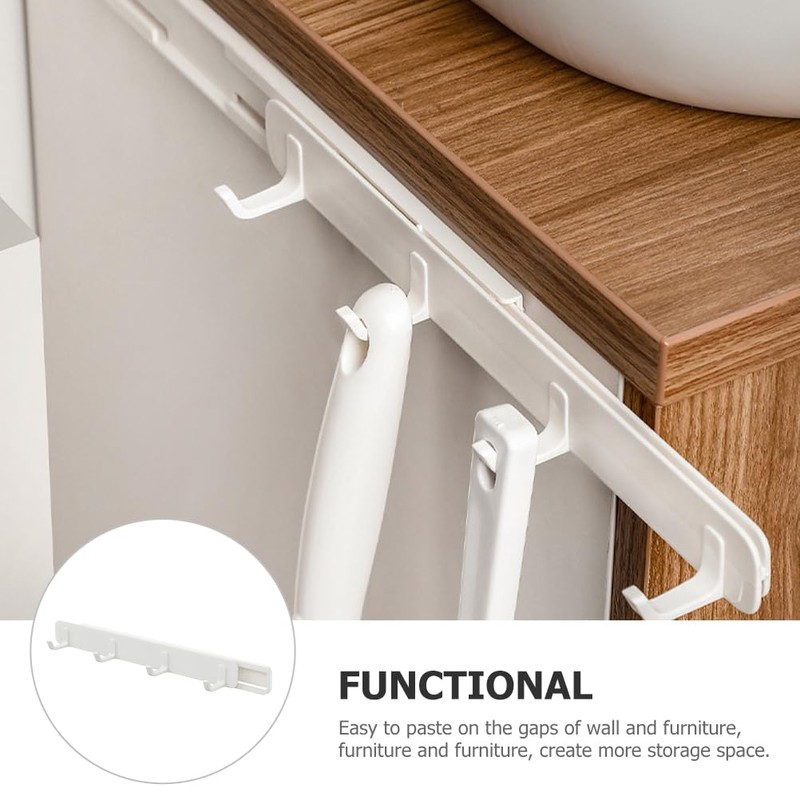 Garneck 2pcs Drawer Gap Slide Hooks Towel Rack Cookware Hanging