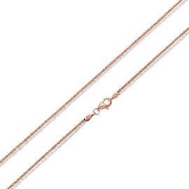 Materia CO-34 Women's Criss Cross Necklace 925 Silver Two-Tone Rose Gold Twisted 42 cm Diamond-Coated in Jewellery Case, Silver