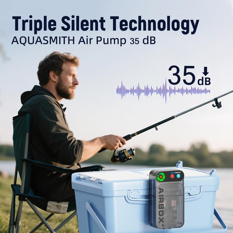 Live Bait Aerator,Ultra-Long Battery Life,Rechargeable Aquarium Air Pump 3w/24GPH(2600mAh Single