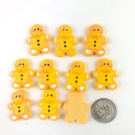 Heyiwell 10PC Resin Flatback Christmas Gingerbread Man Embellishment for Scrapbooking Party Home Decorations DIY Craft Making Charms 25X30X5mm
