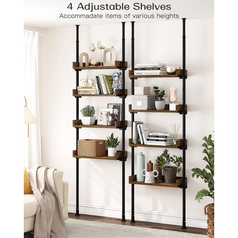 ALLZONE Bathroom Organizer, Over The Toilet Storage, 4-Tier Adjustable Wood
