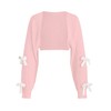 Verdusa Women's Bow Knot Open Front Long Sleeve Knitted Crop Cute Cardigan Sweater, Pink, Medium