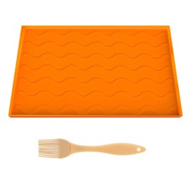 36 inch BBQ Flat Top Cover with Basting Brush Silicone Griddle Mat Food-Grade(Orange)