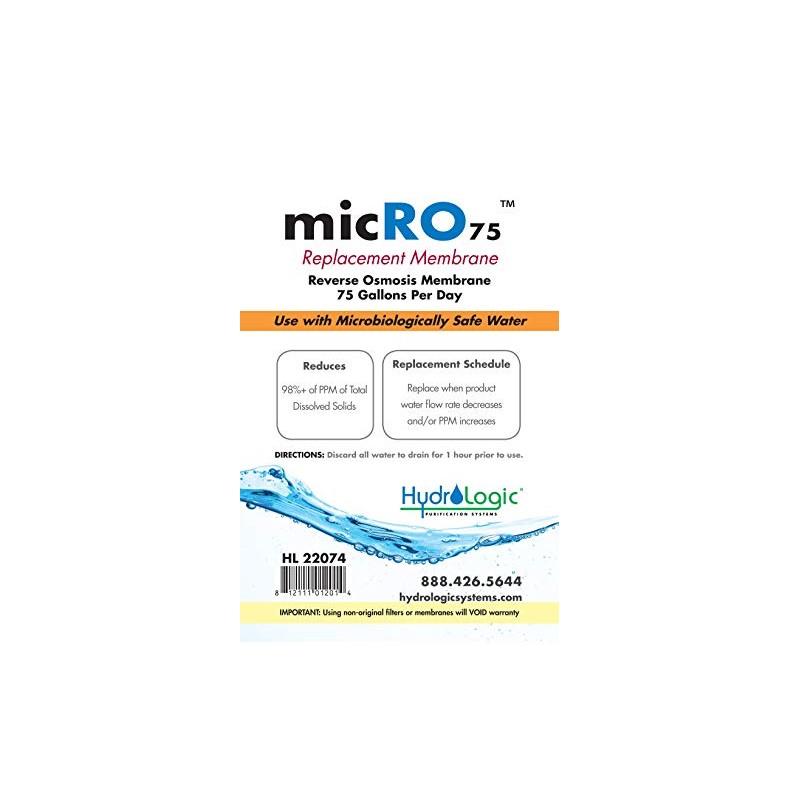 Hydro-Logic Purification Systems Hydrologic micRO-75 Membrane HL 22074 Hydroponic Water