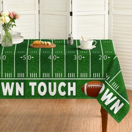 Horaldaily Super Bowl Tablecloth 60×60 Inch Square, Football Field Washable Seasonal Table Cover for Party Picnic Dinner Decor