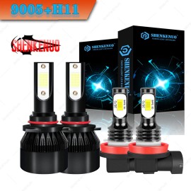 SHENKENUO For Ford Explorer 2011-2015 4x LED Headlight Hi/Lo +Fog Light Bulbs Combo Kit