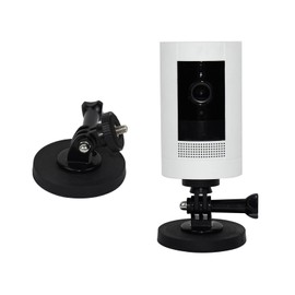 Magnetic Camera Mount Base Stand Compatible with Ring Stick Up Cam Battery, Adjustable Security Wall Mount Bracket with Rubber Coated Base Holder and 1/4 Inch Threaded Holes for Metal Surface