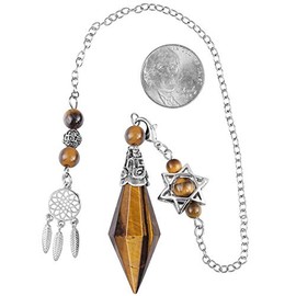 KYEYGWO KYEYGWO Tigerauge Kegel Stein Pendel fr Damen und Herren, Doppelte Kristall Punkt Pendels Doppelspitze Quarz Edelstein Anh?nger fr Divination Meditation Scrying Balance Reiki Heilung