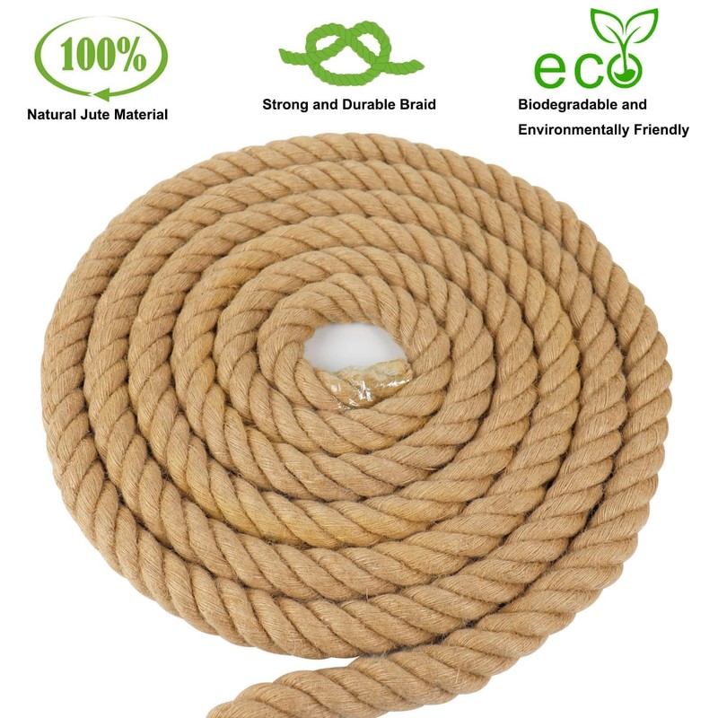 3/4 Inch Natural Jute Rope, 200 Feet Thick Hemp Rope,
