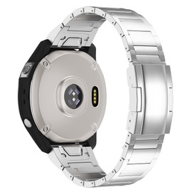 LDFAS Fenix 7X/6X/5X Plus Band, 26mm Titanium Metal Quick Release Easy Fit Watch Strap with Double Button Clasp Compatible for Garmin Fenix 7X Pro/6X Pro/5X Plus/Enduro 2/tactix 7 Bands, Silver