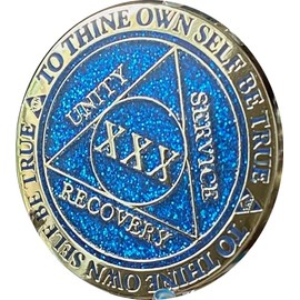 GORLENKE30 Year AA Medallion Reflex Blue Glitter Gold Plated Color Chip XXX