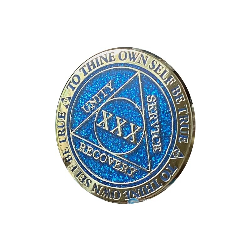 GORLENKE30 Year AA Medallion Reflex Blue Glitter Gold Plated Color