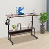 Rolling Standing Desk with Power Outlets Adjustable Height Computer Desk