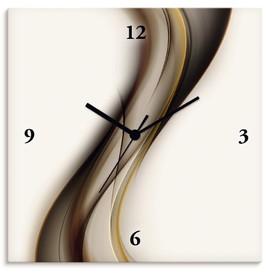 ARTLAND T9LH Wall Clock without Ticking Noises Aluminium Radio-Controlled Clock 30 x 30 cm Square Silent Abstract Art Design Wave Abstract Modern